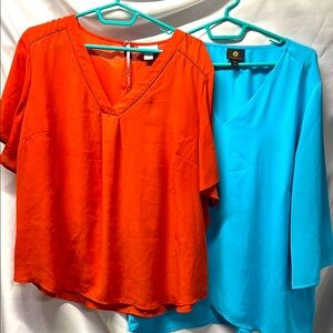 Liz Claiborne and JM collections Vibrant Orange and Blue Women's Tops